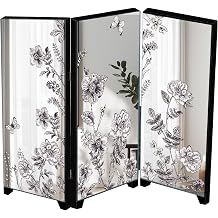 Decor Acrylic Shelves Home Decoration and Retro Mini Folding Screen 3-panel Mirror with Feng Shui Enhancement Room Divider Function Traditional Chinese Design Wall