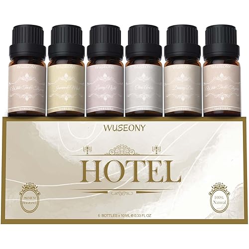 Hotel Diffuser Oils Gift Set, Aromatherapy Essential Oil Set, Luxury Hotel Scents for Diffuser for Home – White Tea & Thyme, Jasmine & Mint, Citrus Amber, Luxury Night, Dreamy Den, Urban Oasis