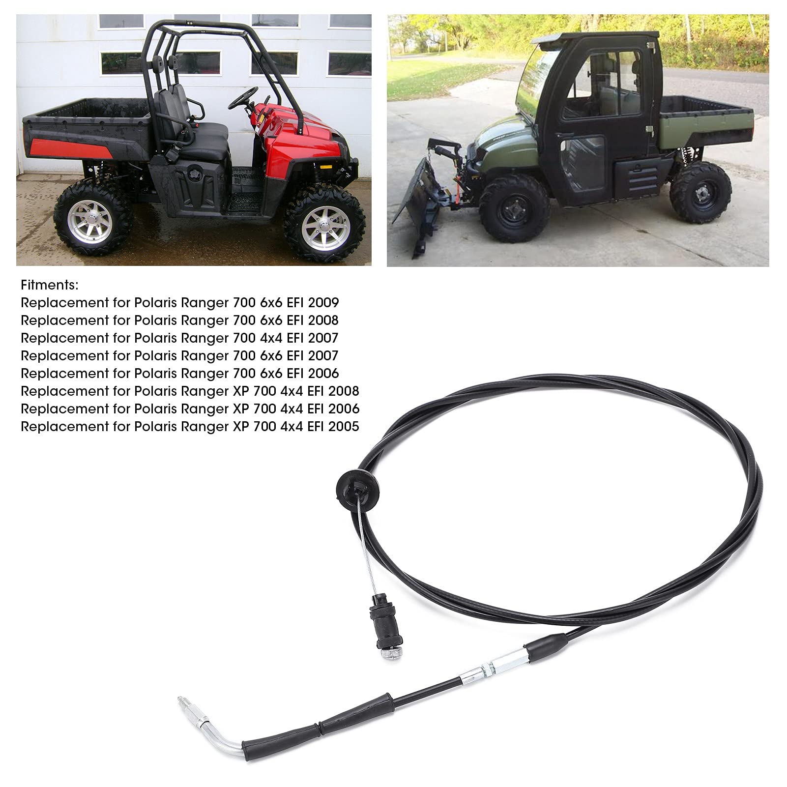Câble D'accélérateur en Métal Noir ABS, Câble de Changement de Vitesse 0487-033 7081247, Remplacement pour Polaris Ranger 700 6x6 EFI 2009