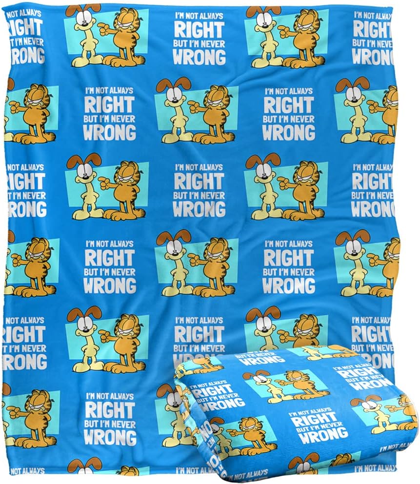 Garfield Blanket, 50"x60", Never Ever Wrong Silky Touch Super Soft Throw