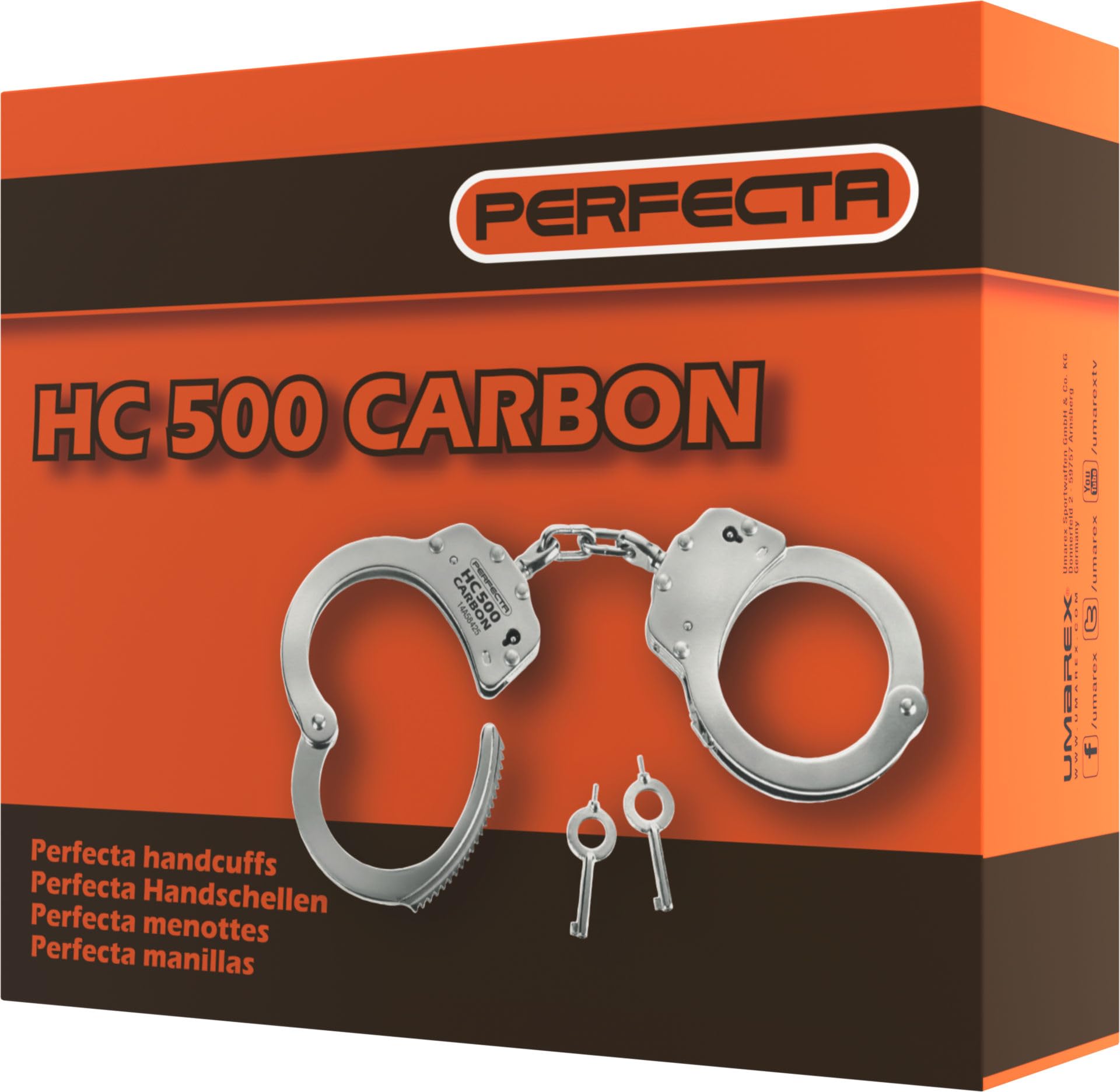 Perfecta 2.1709 Menottes HC 500 en acier carbone nickelé Ligne professionnelle, argent, taille unique