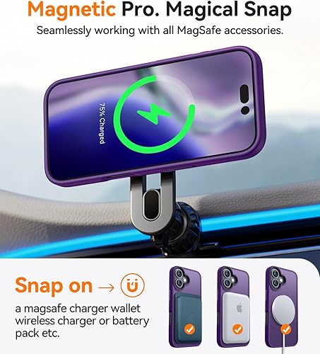 Miniatura 9 de CANSHN Funda magnética transparente diseñada para iPhone 15 Pro compatible con Magsafe No amarillea delgada y a prueba de golpes, funda protectora