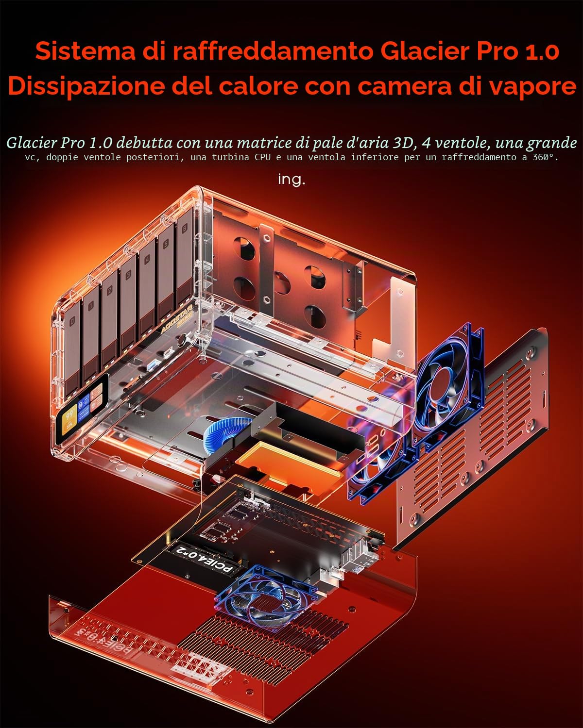 AOOSTAR WTR MAX Mini PC NAS desktop a 11 Bay, server NAS Ryzen 7 PRO 8845HS Senza RAM Senza SSD, 6*2.5"/3.5" SATA HDD, 5*slot M.2 NVMe, 2*10GbE, 2*2,5GbE, OCuLink, 4K HDMI, Network Attached Storage