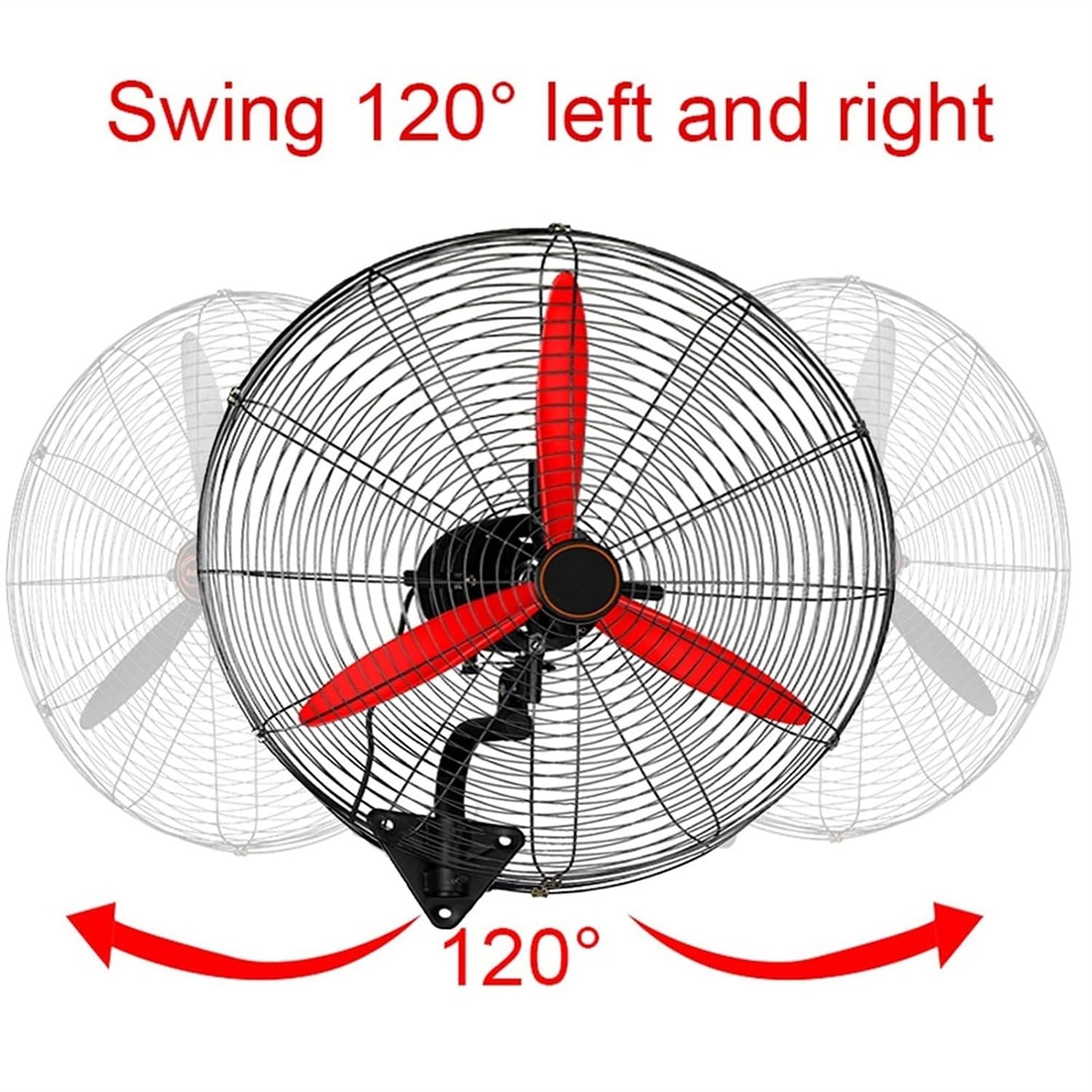 Ventilateur Mural Oscillant 55 Cm/65 Cm/75 Cm Avec 3 Vitesses, Tête Oscillante À 120 Degrés, Pour La Maison, Le Bureau, L'atelier, L'usine Et Le Sous-sol(65cm/26in)