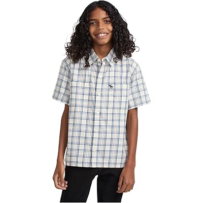 Мужская рубашка abercrombie kids Short Sleeve Simple Life Woven Shirt (Big Kid) jet stream
