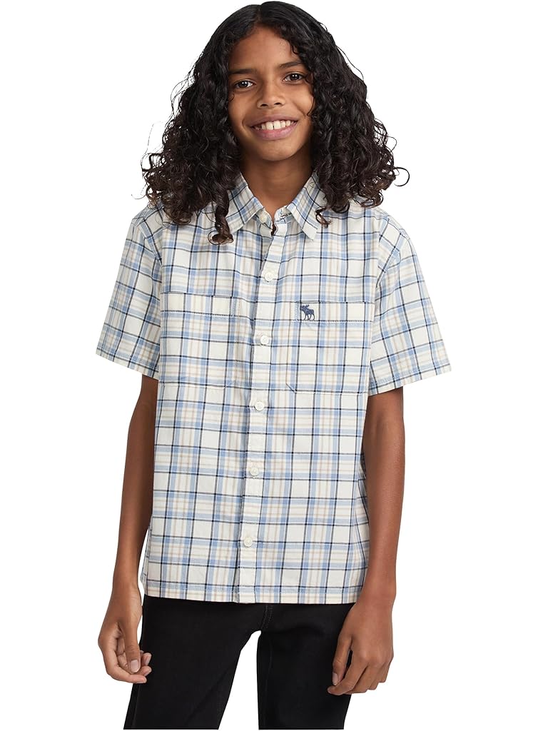 Green Abercrombie & Fitch Short Sleeve Simple Life Woven Shirt (Big Kid)