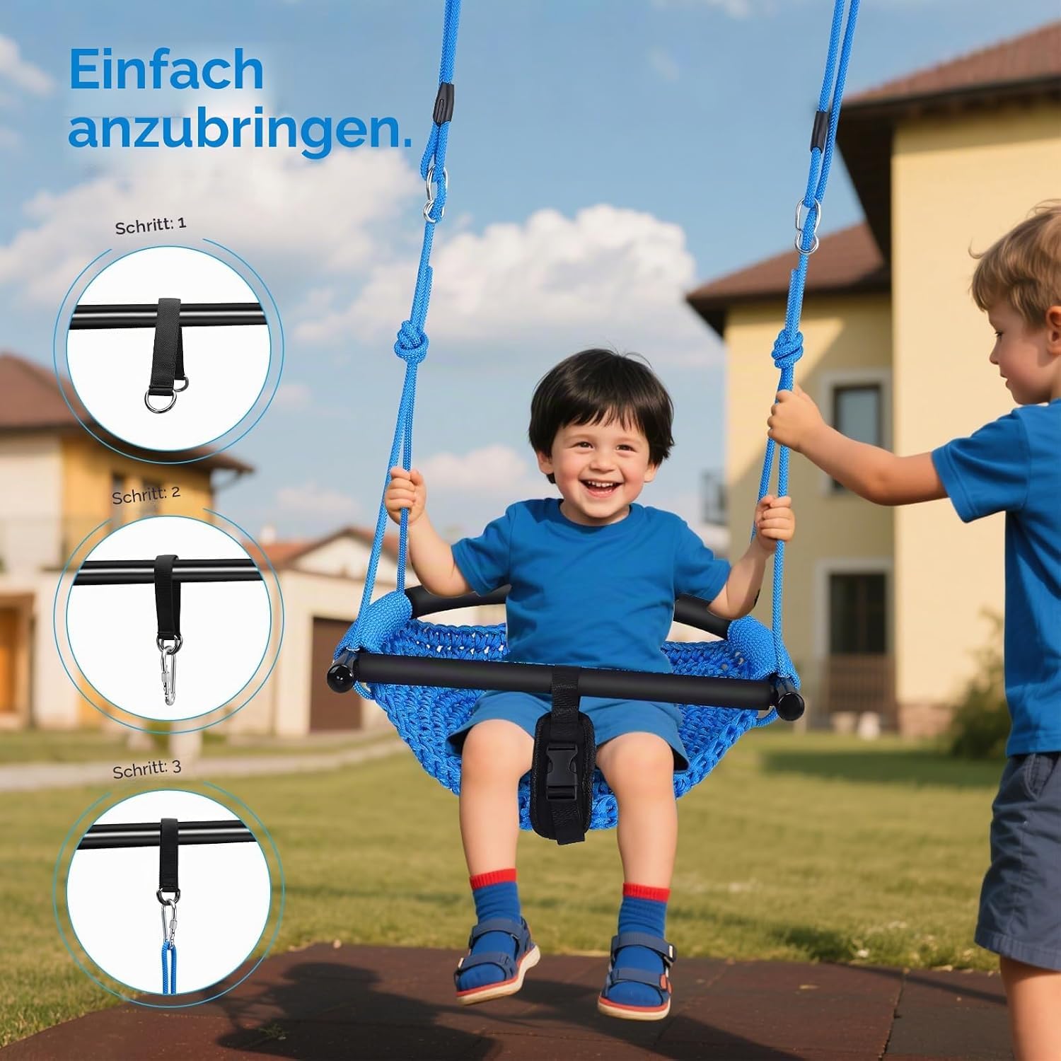 Columpio 2 en 1 para niños con cuerdas ajustables, columpio para árbol