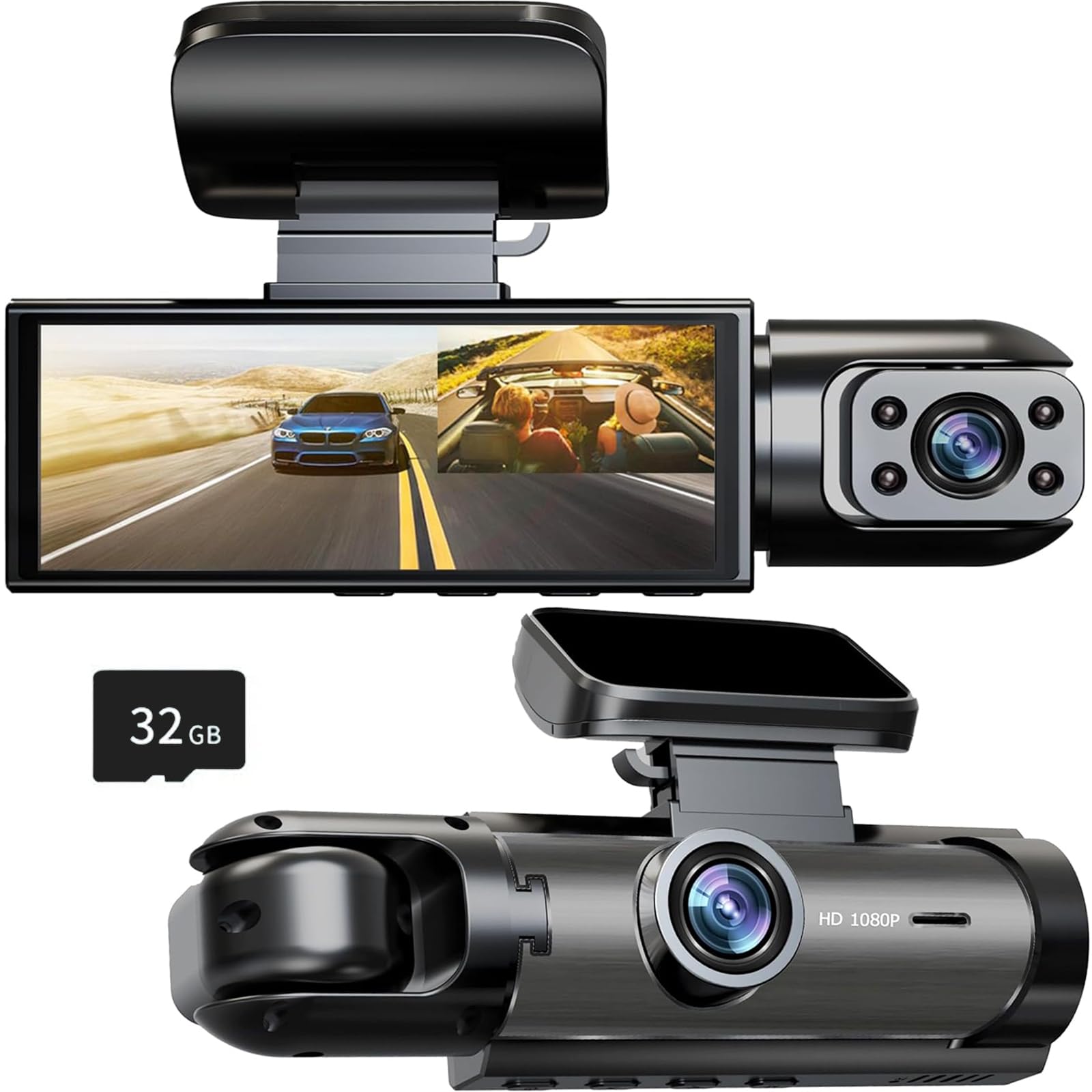 Dash Cam Front and Inside, 1296P Dual DashCams for Car, 3.16 Inch IPS Screen Driving Recorder with IR Night Vision, Loop Recording, Wide Angle Lens, 24H Parking Traffic Recorder-image-27