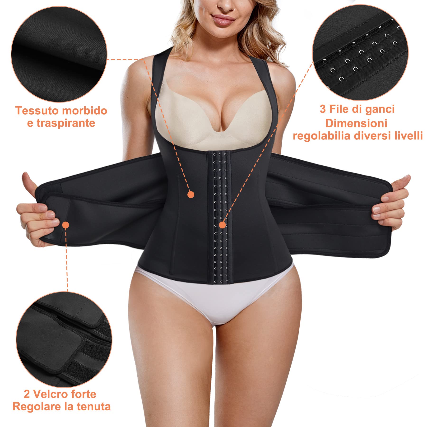 Corsetto Stringivita Modellante Dimagrante Donna con Regolabile Waist Trainer Postpartum Cintura Snellente Pancia Cincher Body Shaper