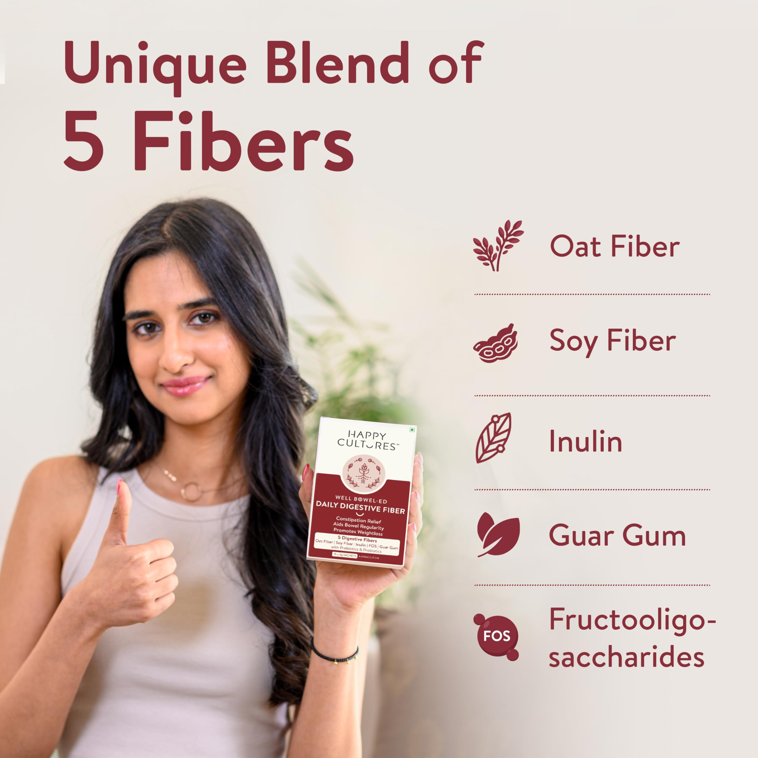 Happy Cultures Well Bowel-ed Advanced Unique Blend of 5 Digestive Fiber Probiotics for Bowel Health Reduce Constipation Gas Bloating Better Weight Control, Unflavored - 15 Sachets Each (Pack of 3) 4