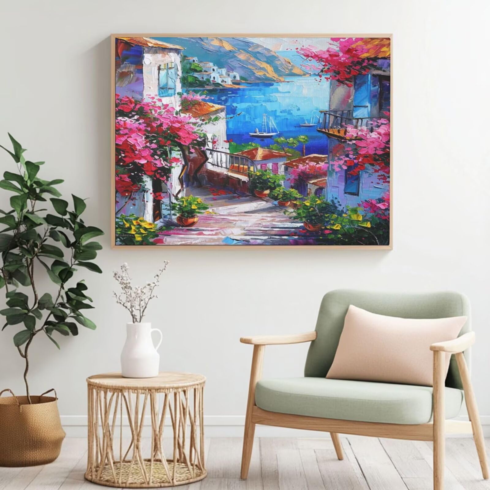Kit per pittura con numeri per adulti, per principianti, pittura acrilica con 6 pennelli, pittura ad olio per decorazione da parete (100 x 75 cm, senza cornice) MK120