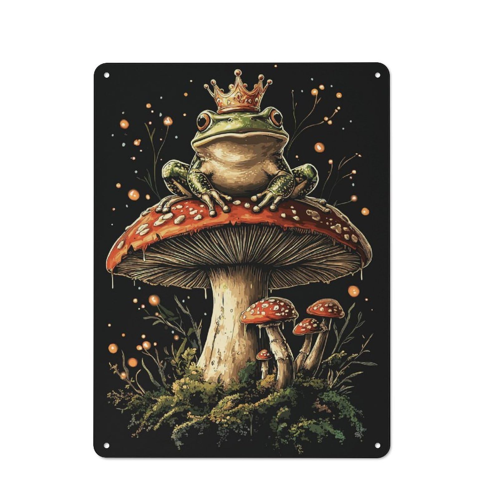 Junmoney Goblincore - Frog Kind On Vintage Tin Sign 40X30cm With For Studio Or Craft Room, For Garage, Workshop And Man Cave Decoration