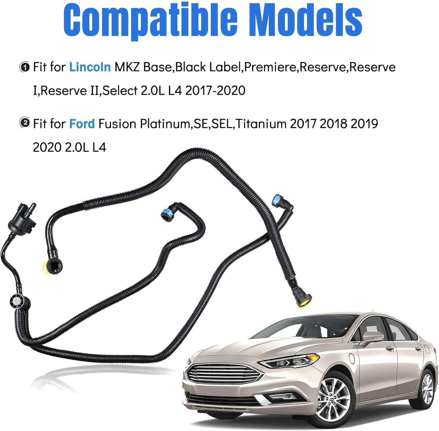 Vapor Canister Purge Valve Fit for Lincoln MKZ 2017 2018 2019 2020 for Ford Fusion 2017 2018 2019 2020 2.0L L4 Replace HG9Z9D289B HG9Z-9D289-B HG9Z9D289D HG9Z-9D289-D HG9Z9D289E HG9Z-9D289-E