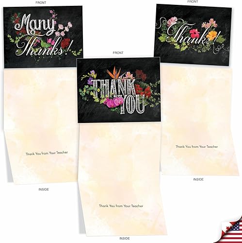 Miniatura 3 de The Best Card Company - 10 tarjetas de agradecimiento surtidas con sobres, juego surtido de tarjetas de agradecimiento de 4 x 5.12 pulgadas - tiza y