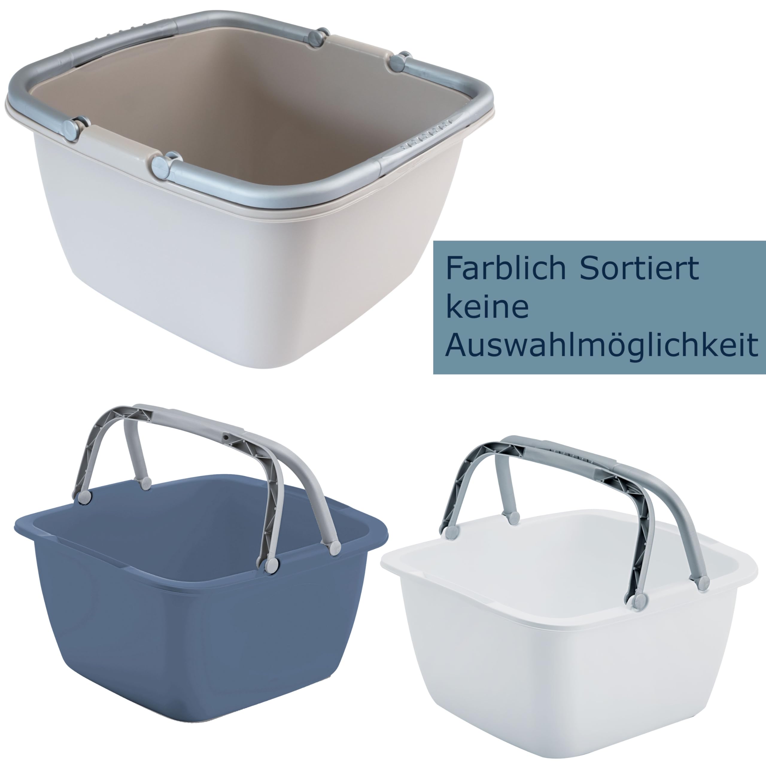 Schüssel mit Tragegriff Tragekorb Quadratisch Rund Oval - Waschschüssel Einkaufskorb Transportkorb Transportbox - Kunststoff Korb Wäschekorb Wäscheeimer Aufbewahrung Camping Schüssel Plastikschüssel