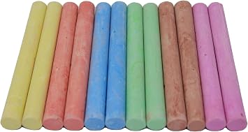 Bright Ideas PK12 8cm Assorted Colour Chalk Sticks, Bright and Bold Coloured Chalk Sticks for writing fun on Blackboards, Chalkboard Signs, Slate and School, BI8017.