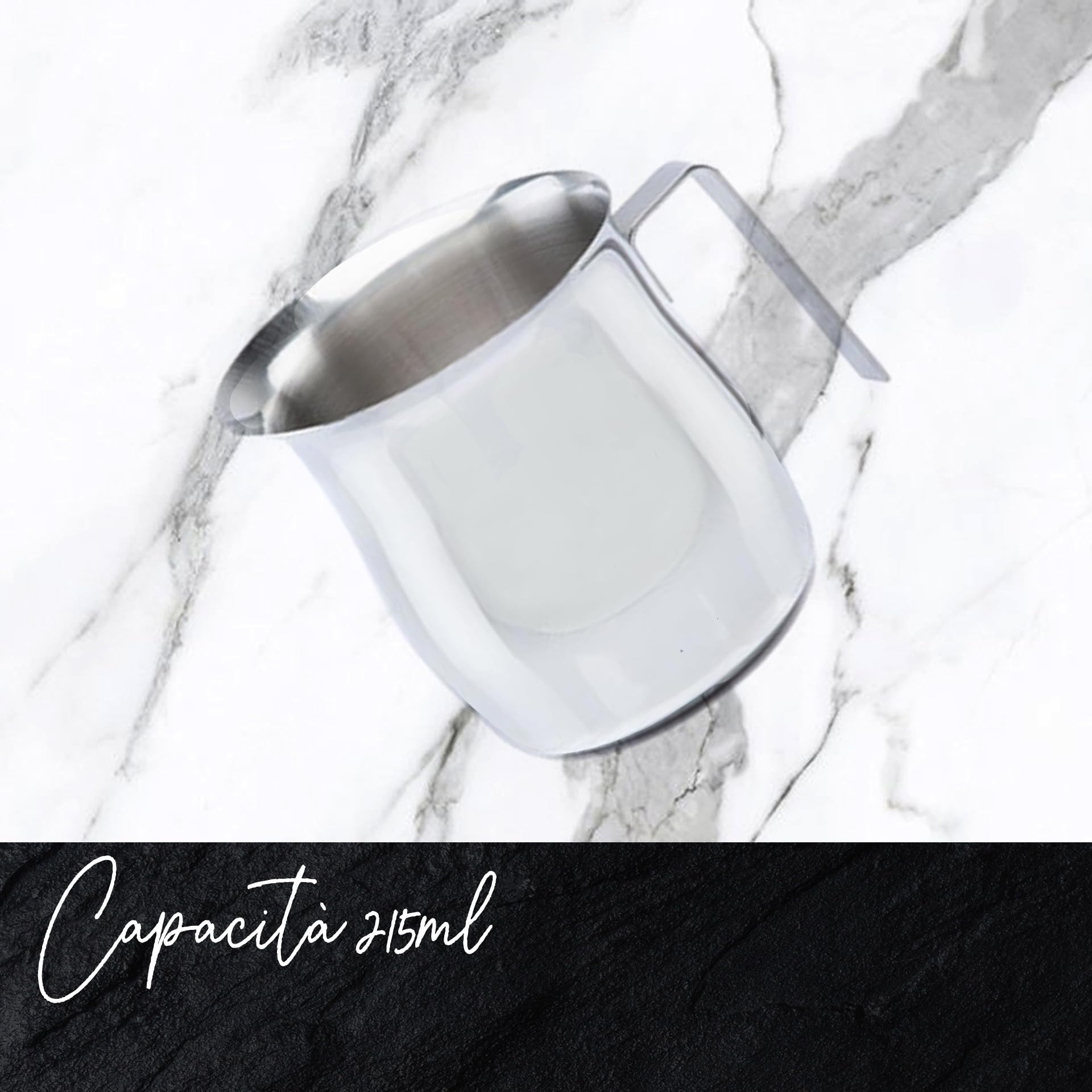 Fackelmann Set Montalatte Portatile e Bollilatte in Acciaio Inox 215ml, Frullino Montacappuccino a Batteria con Frusta Inox per Bevande e Latte Caldo, Versalatte Lavabile in Lavastoviglie
