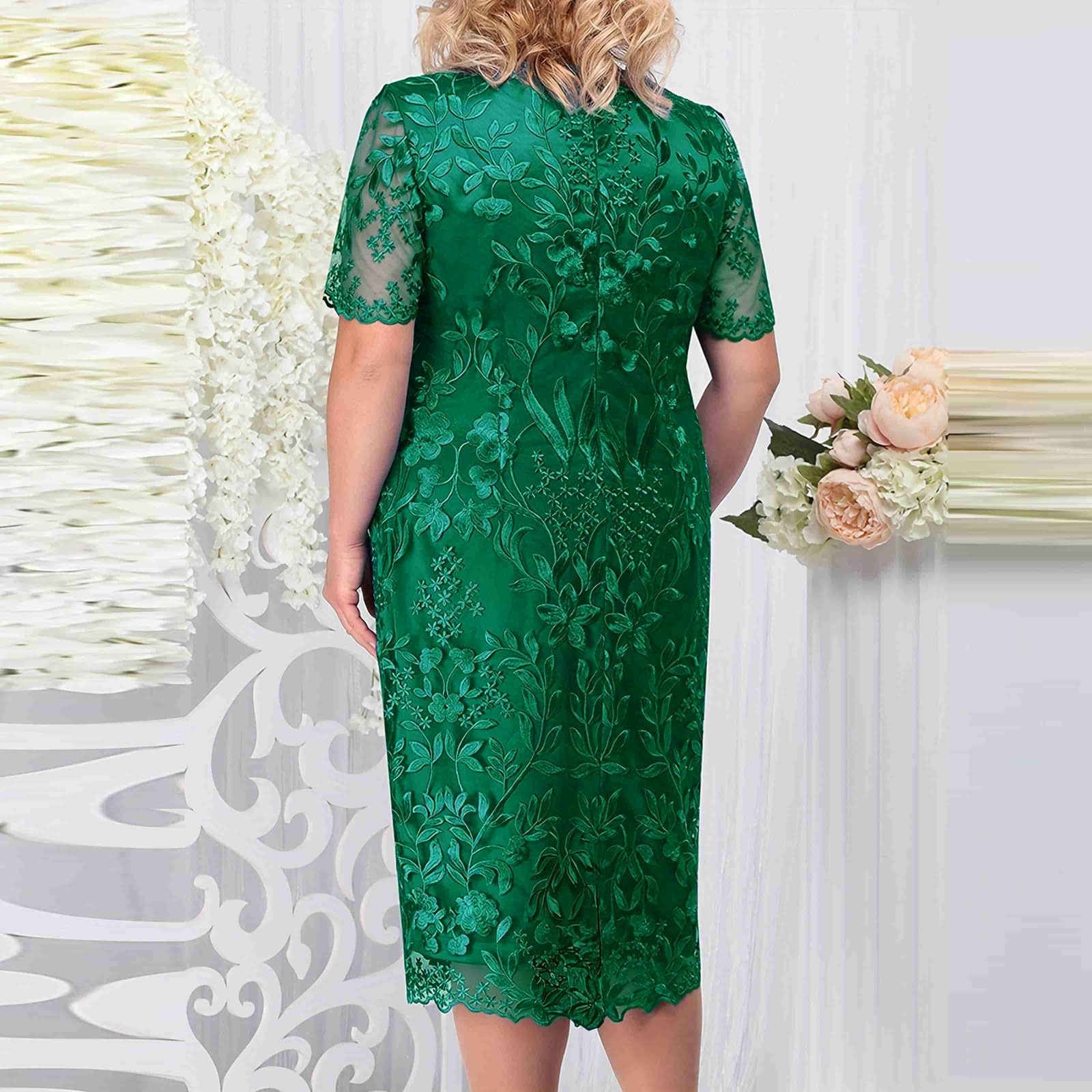 Vestidos de verano 2026 para mujer, elegante vestido de novia, talla grande, bordado floral, vestidos de noche formales, de manga corta, para fiesta, boda, invitada, vestido de fiesta