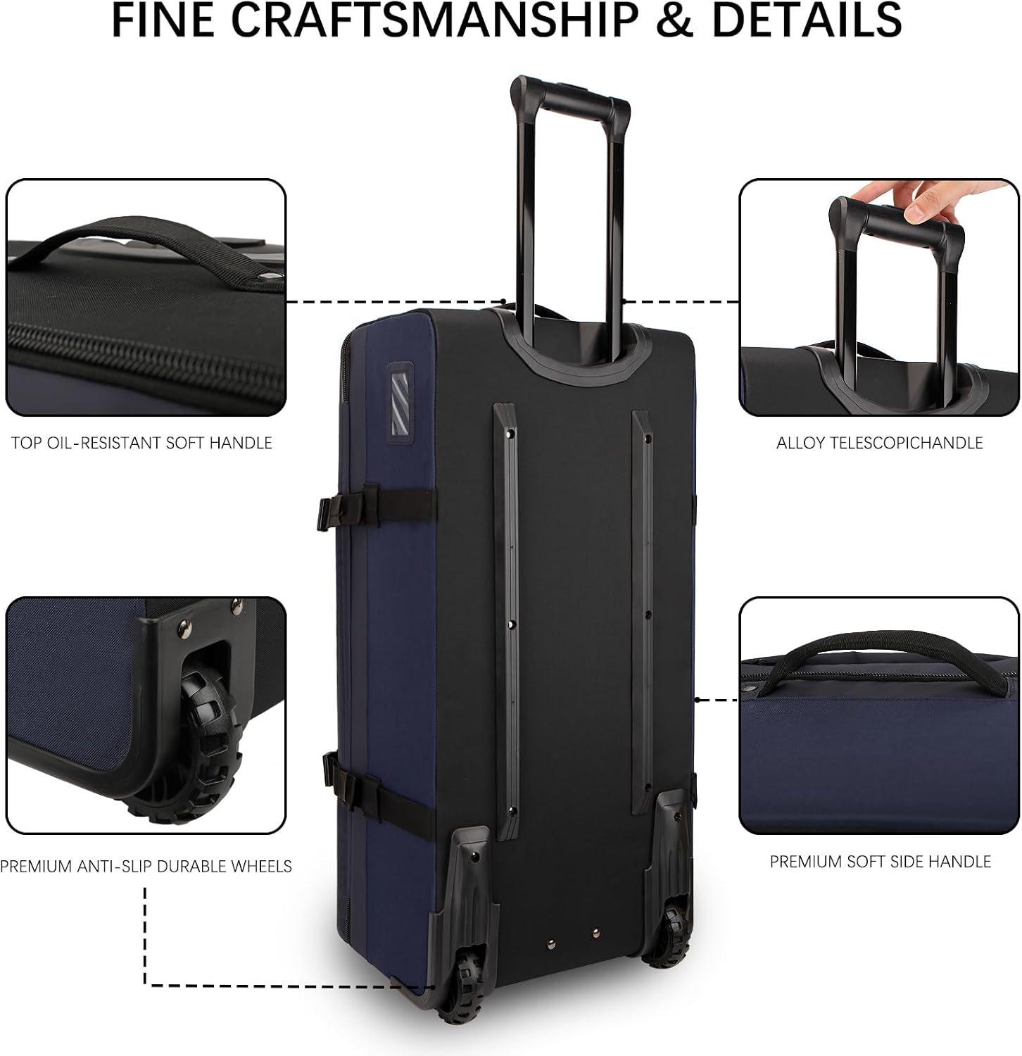 LARIPOP 33-inch Large Rolling Duffle Bag with Wheels and Handle,100L Travel Duffel Luggage Durable Ripstop Polyester Material,Multiple Interior and Exterior Pockets, - Image 3