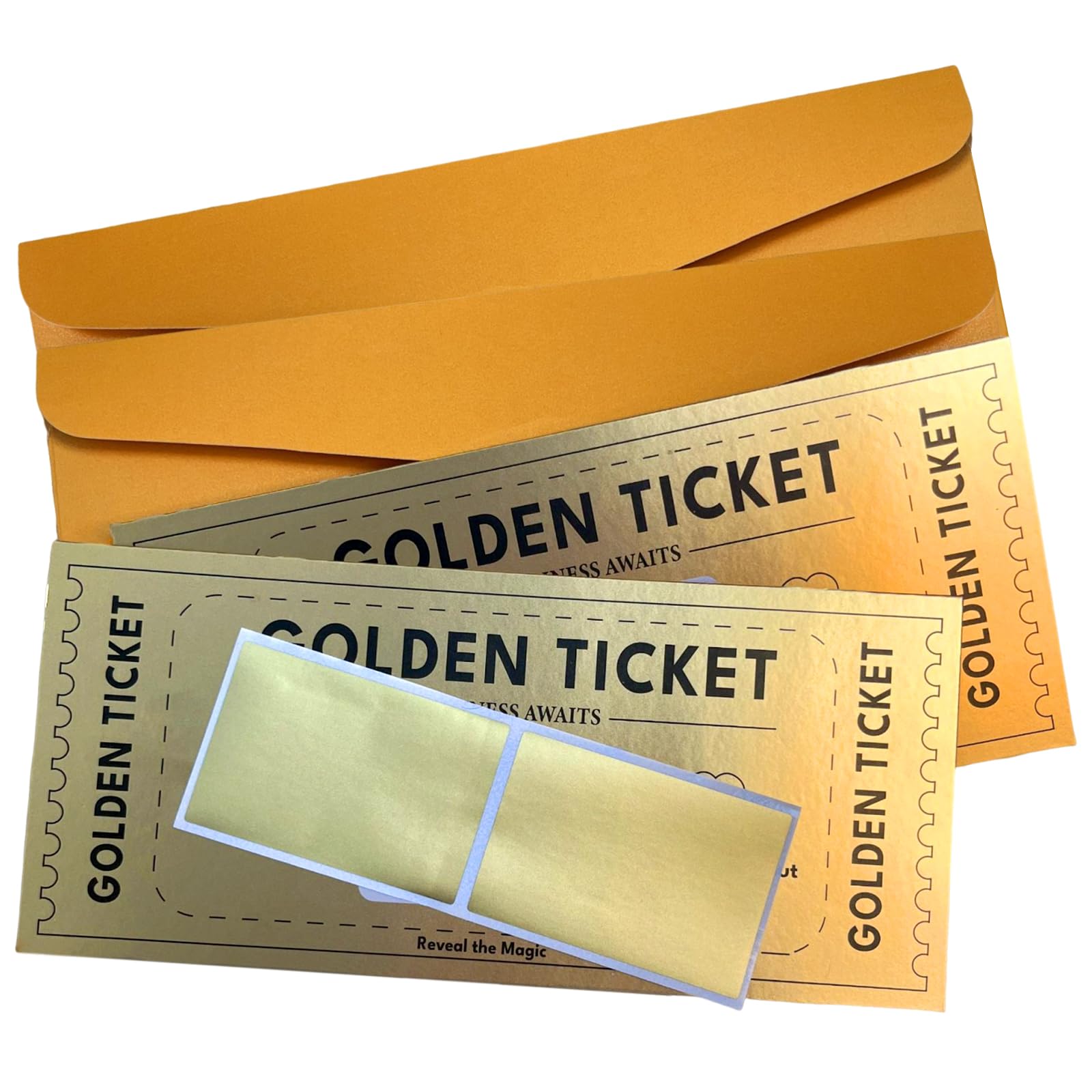 Golden Ticket Scratch Card Reveal, Scratch & Reveal Surprise Ticket, Scratch Cards for Writing Your Own Special for Birthday, Gifts for Girlfriends, Wives, Christmas Cards (2Pcs)