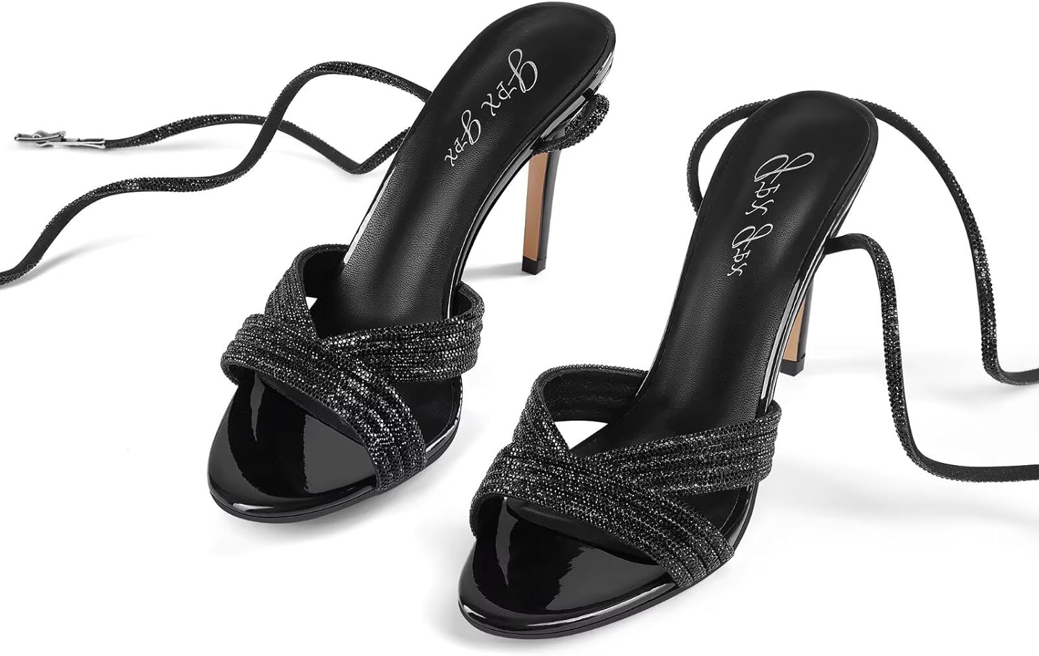 Women's Rhinestone High Heel Sandals Sparkly Stilettos Heeled Ankle Strap Stilettos Round Open Toe Dressy Weddings Sexy Sandals Shoes - Image 5