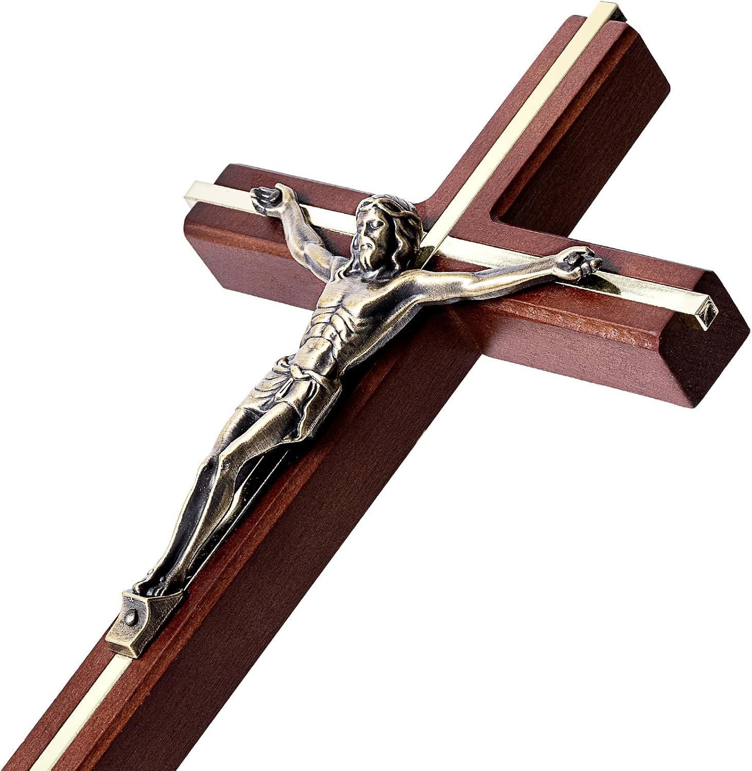 SISSIDA Crucifix Wall Cross, Handmade Wooden Catholic Crucifix for Wall Decor, 10 Inch Jesus Christ Wall Crosses for Home Decor