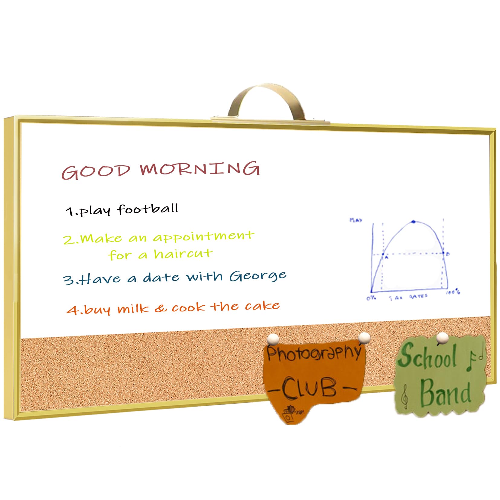 Umtiti Magnetic Dry Erase White Board and Cork Board, Aluminum Frame Mini Whiteboard，Magnetic Surface Whiteboard with Holder for Home Office and Wall