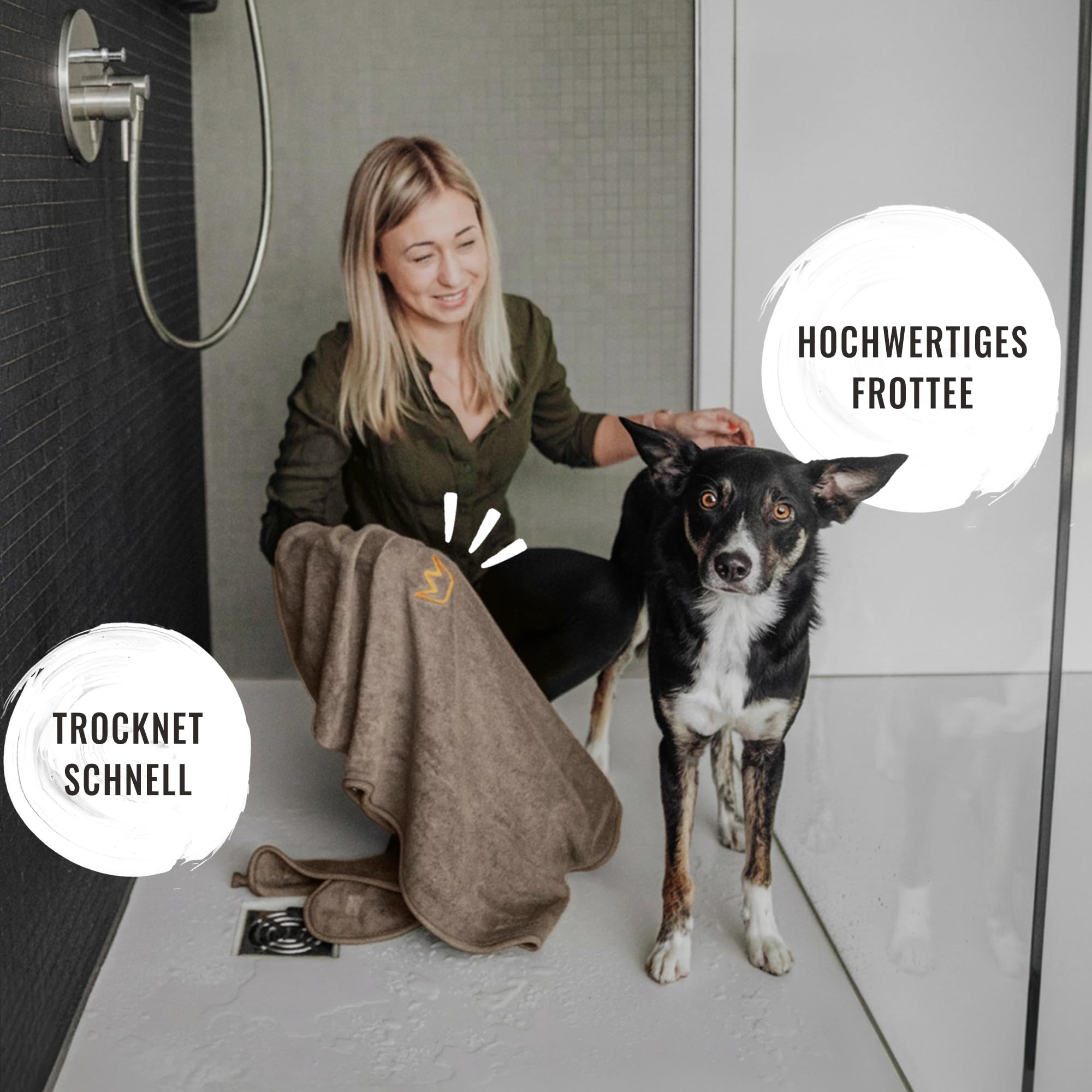 Rudelkönig Hundebademantel aus 100% Baumwolle - Saugstarker Bademantel Hunde groß - Kuscheliger Hunde Bademantel gross