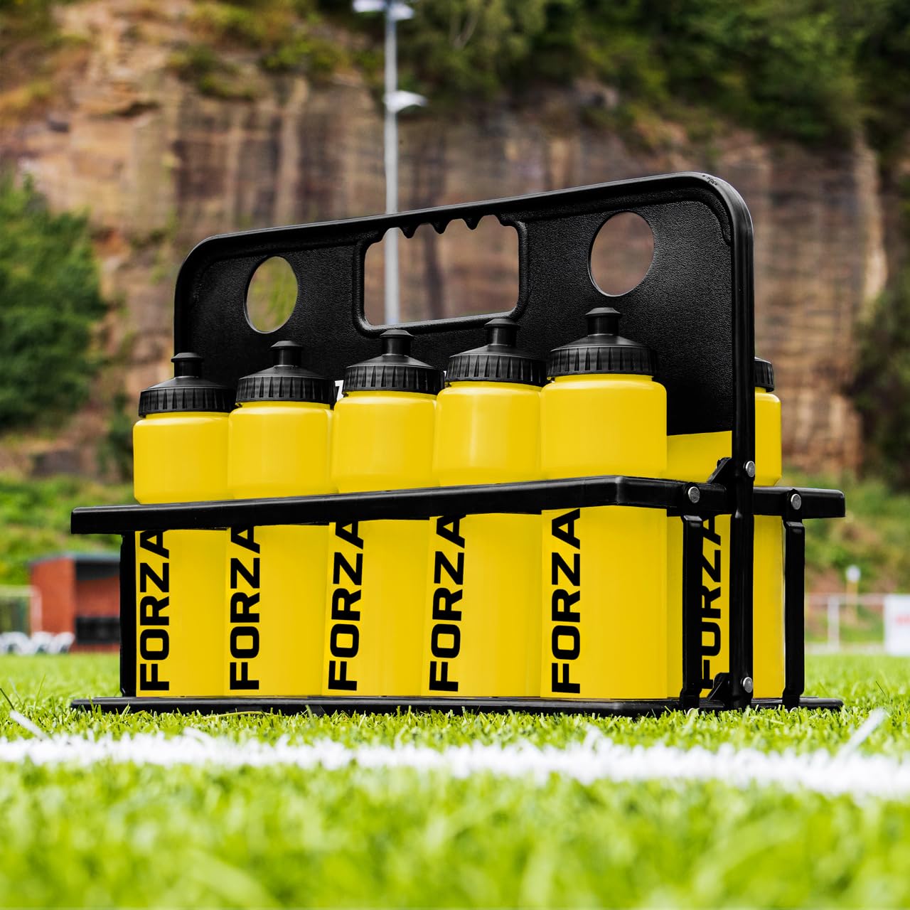 Forza Yellow 10 Water Bottles & Carrier [750Ml] - Bpa Free Plastic - Variety Of Colours (Yellow)