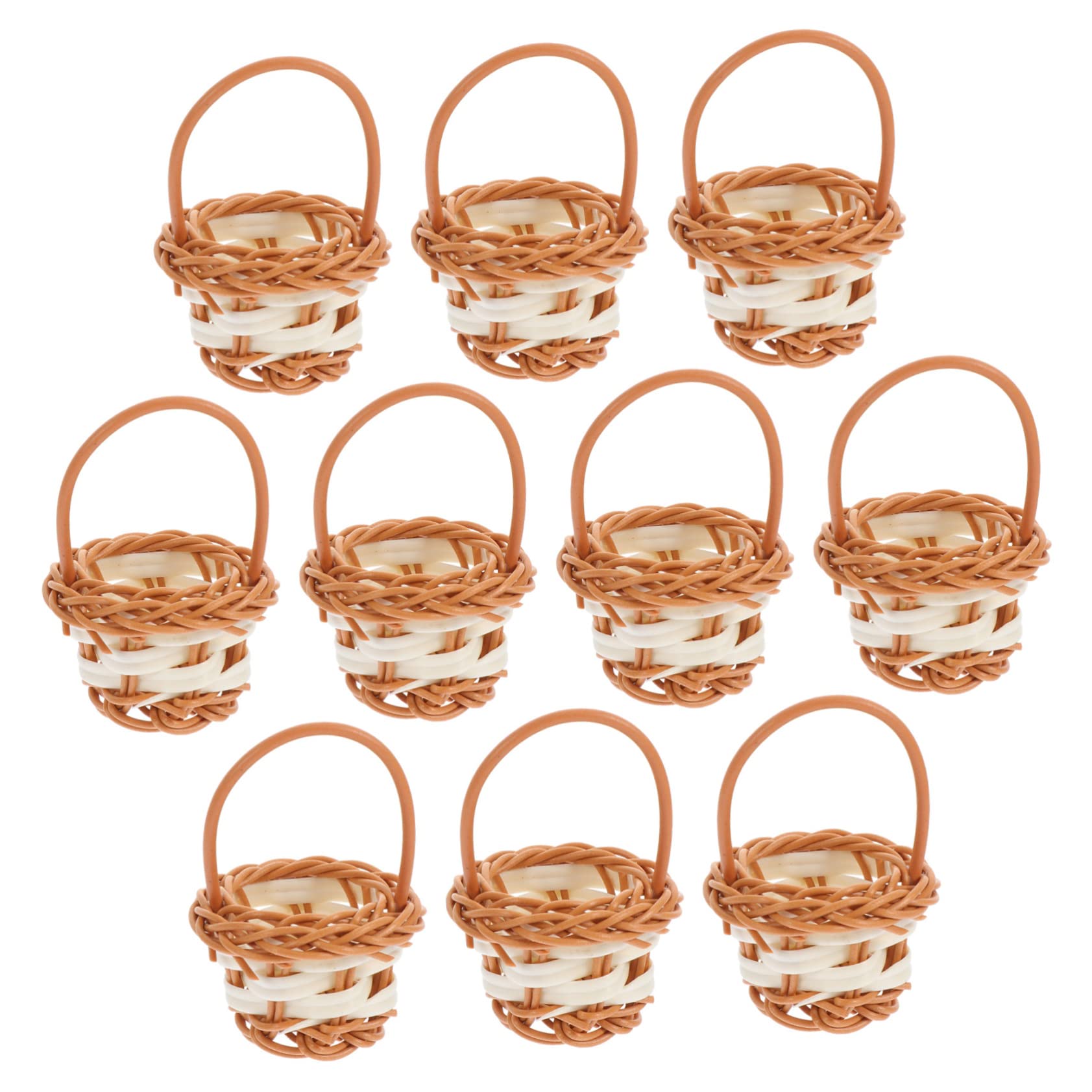 SOLUSTRE 10Pcs Hand Made Woven Storage Baskets Portable Mini Rattan Baskets for Snacks Cookies Sundries Decor with Fresh Pastoral Style