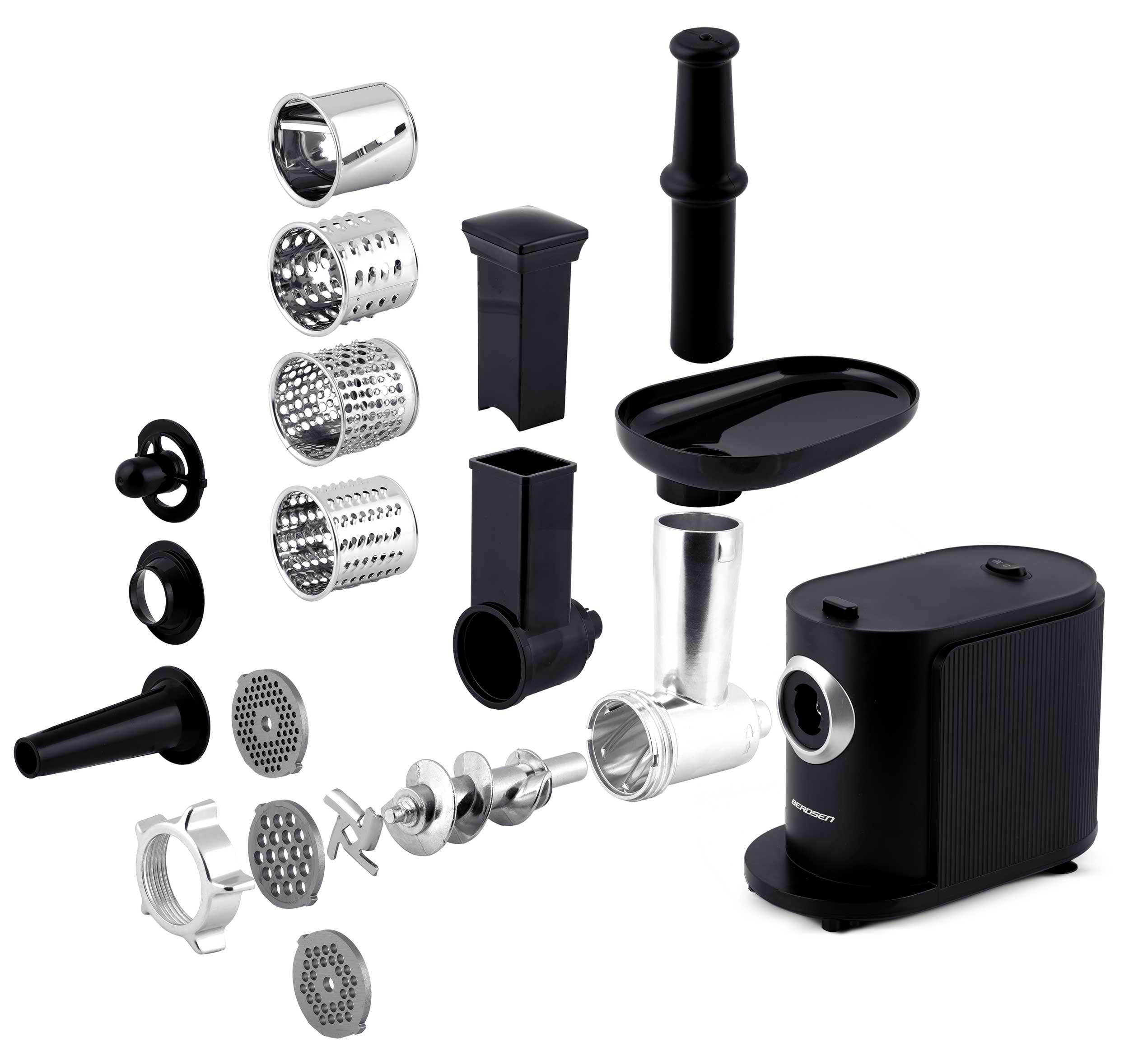 Berdsen - Picadora de carne eléctrica con accesorios para salchichas (300/800 W), color negro