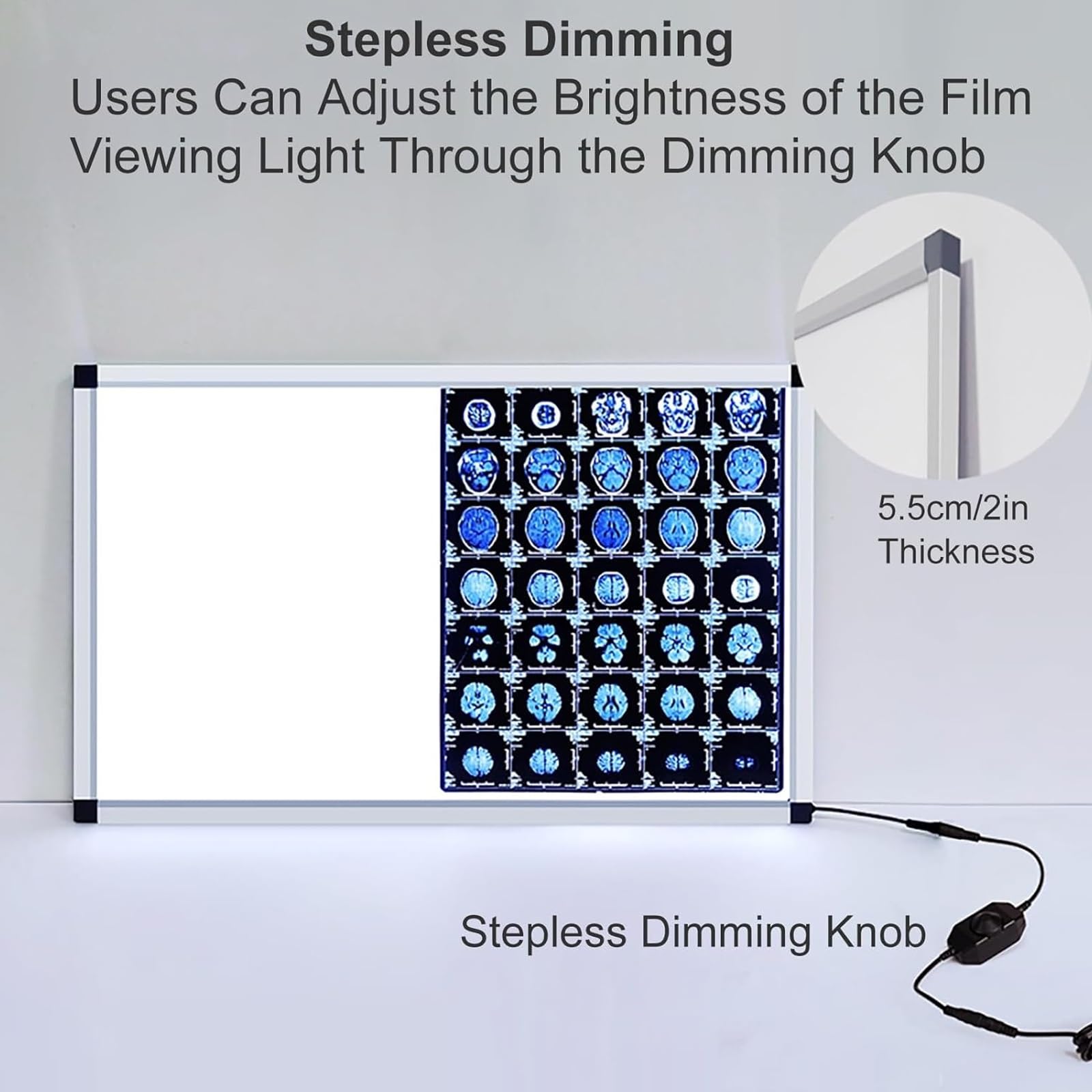 Negativoscopio a LED scatola luminosa a LED montaggio a parete luminosità regolabile pannello in acrilico telaio alluminio base supporto uso medico odontoiatrico 41x47cm