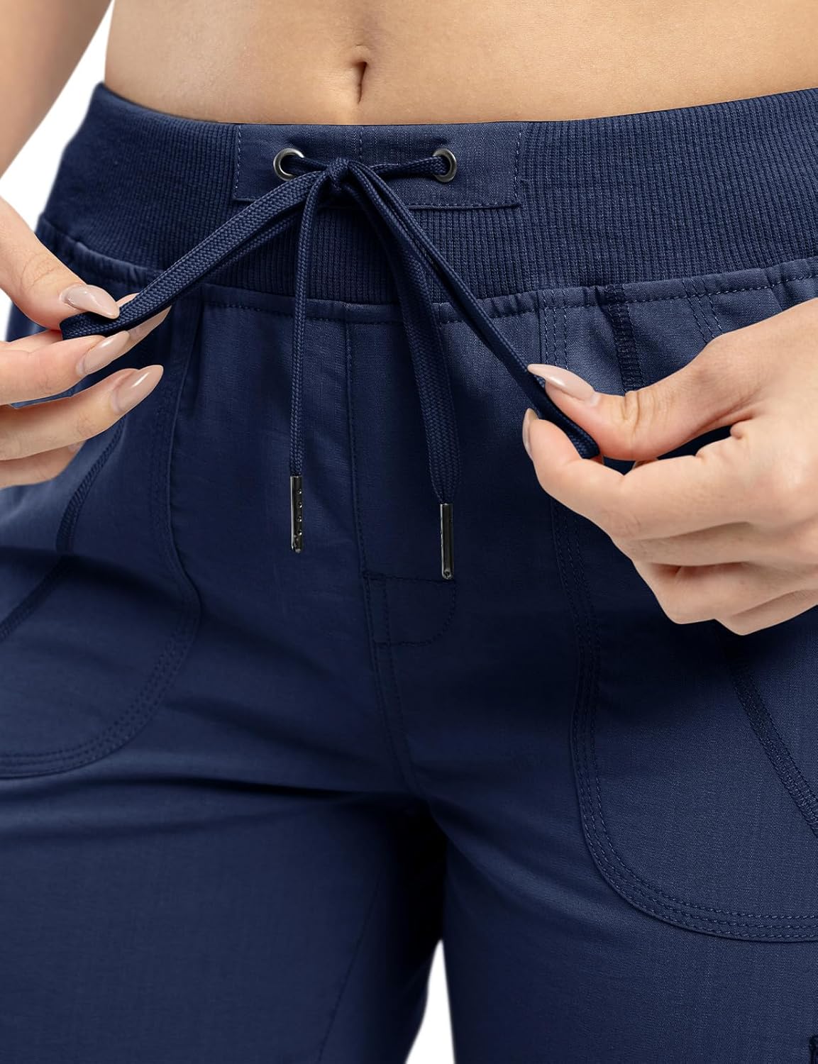 TBMPOY Womens Cargo Capris Lightweight Hiking Pants 6 Pockets Quick Dry Casual Outdoor Trip Loose Shorts Cropped Cotton - Image 4