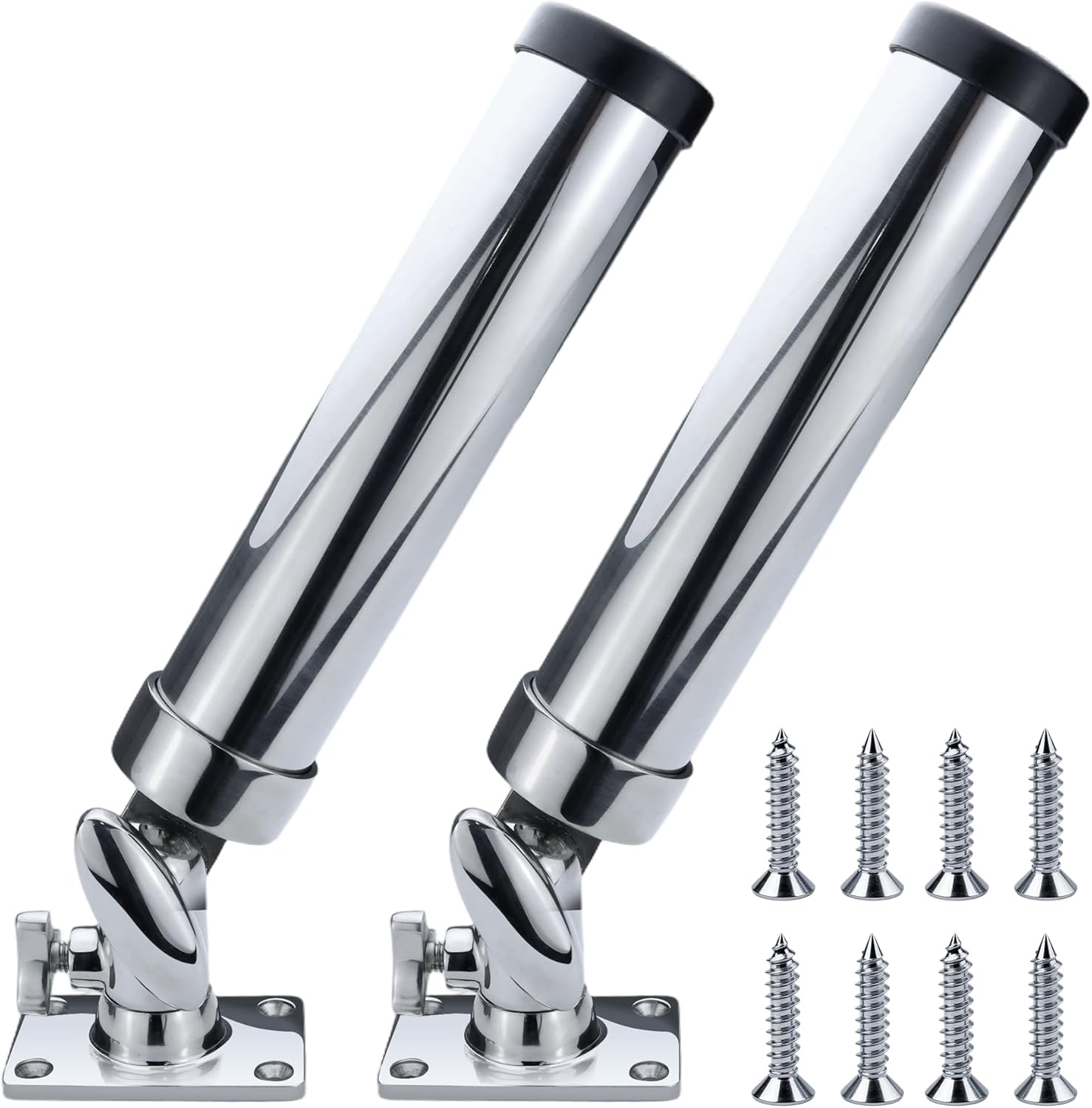 YANYUCB Boat Fishing Rod Holder,304 Stainless Steel Adjustable Swivel Fishing Pole Holders,360° Rotating Deck Mount Fishing Rod Pole Holder,Rod Holders for Fishing Boats,Yachts,Kayaks(2 Pack)