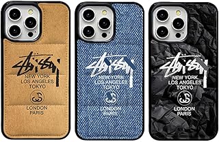 おしゃれ PU スマホケース ステューシー iPhone用ケース 欧米風 人気 ダウンジャケット風 保護カバー 耐衝撃 滑り止め 黄ばみ防止 傷つけ防止 携帯ケース ワイヤレス充電対応 for iPhone 11/12/13/14/15/16/17 Pro Max (ブルー,for iPhone 17)