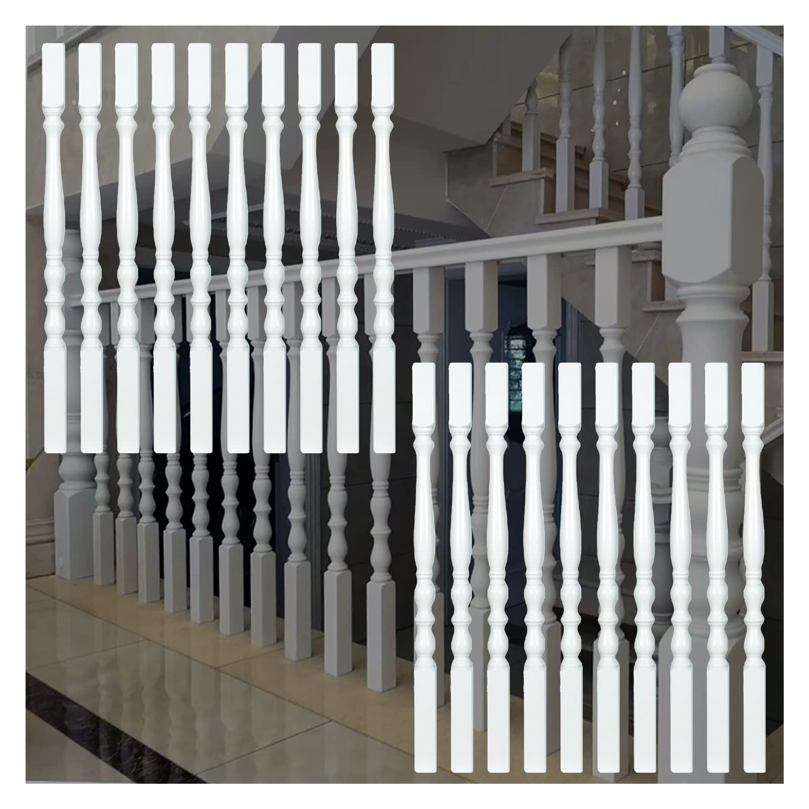 Ele Balaustres de madera de álamo blanco – 33.5/37.4 pulgadas de eje y ejes de cubierta para soluts de barandilla Slish, paquete de 20 (85 cm / 33.5in) – & Tim Design