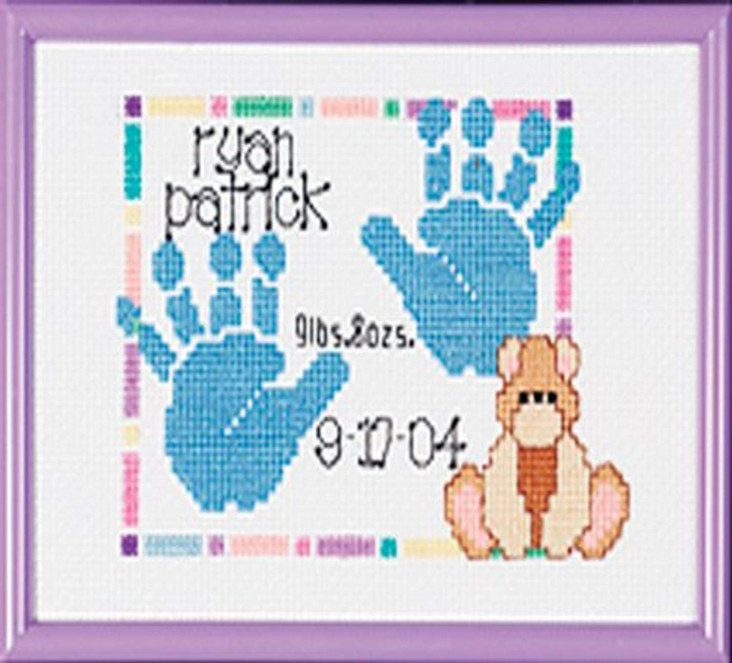 Janlynn Special Moments Mini Cross Stitch Kit 7X5-Baby Handprints (14 Count), Multicolor