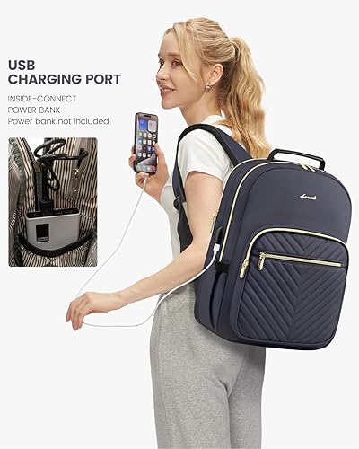 Miniatura 5 de LOVEVOOK Mochila para laptop para mujer, bolsas de trabajo de computadora de viaje de gran capacidad de 17 pulgadas, mochila de enfermería de