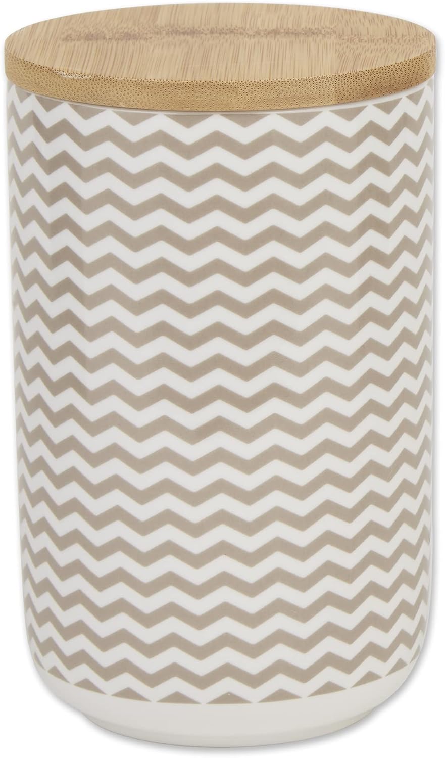 Stone Chevron Ceramic Pet Treat Canister with Bamboo Lid