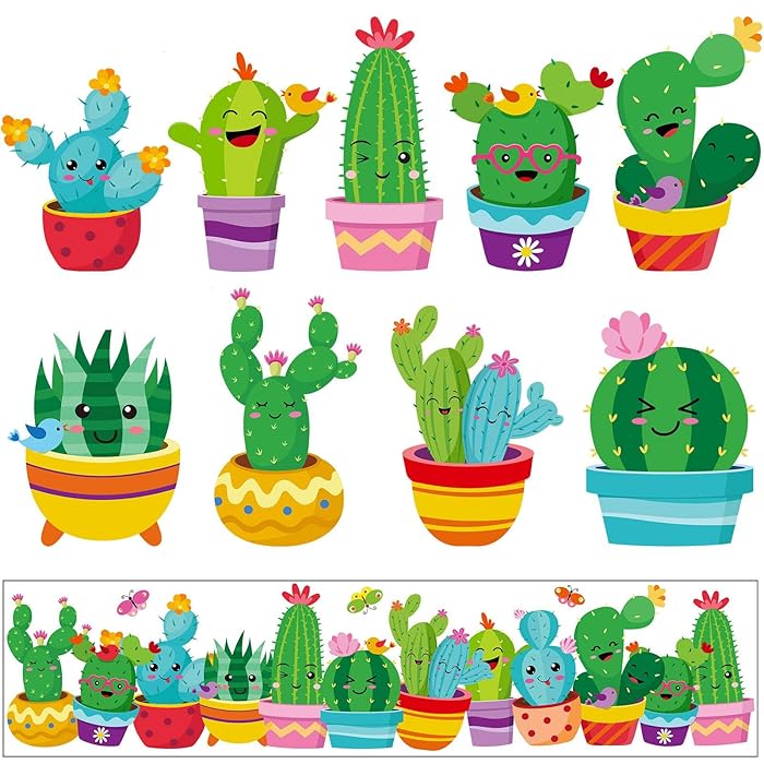 Buy 67 Pieces Cactus Theme Bulletin Board Decoration Cactus Cutouts