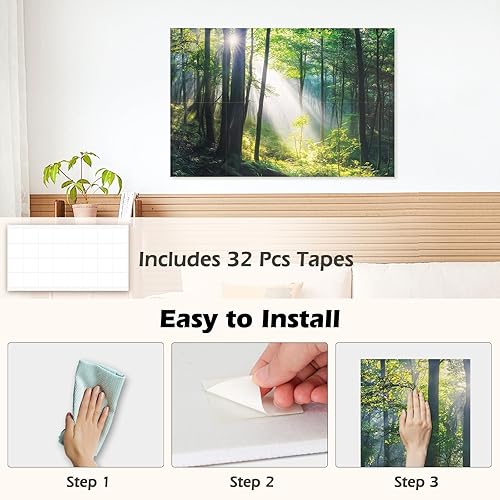 Miniatura 5 de DOLLAR BOSS Paneles acústicos artísticos de pared, paquete de 8 paneles a prueba de sonido de 48 x 32 pulgadas para pared, paneles decorativos de