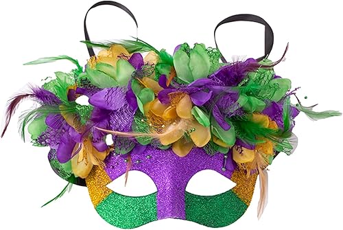 Ouksma Máscaras de mascarada con esplendor emplumado para Mardi Gras, carnaval, Halloween, cosplay, disfraces, recuerdos de fiesta