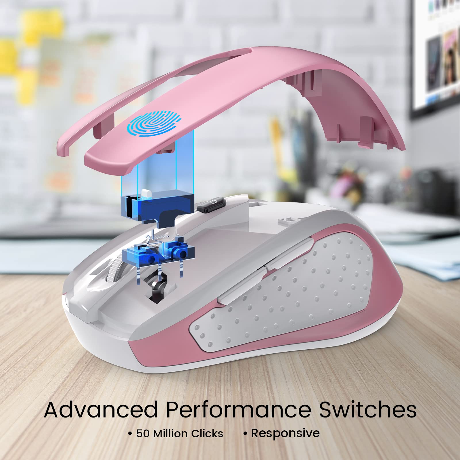HOTWEEMS D-09 - Mouse wireless per computer portatile, ergonomico Plus, USB senza fili, impugnature ergonomiche, velocità della luce a 5 livelli 2400 DPI, batteria 16 mesi, portatile per PC, Mac,