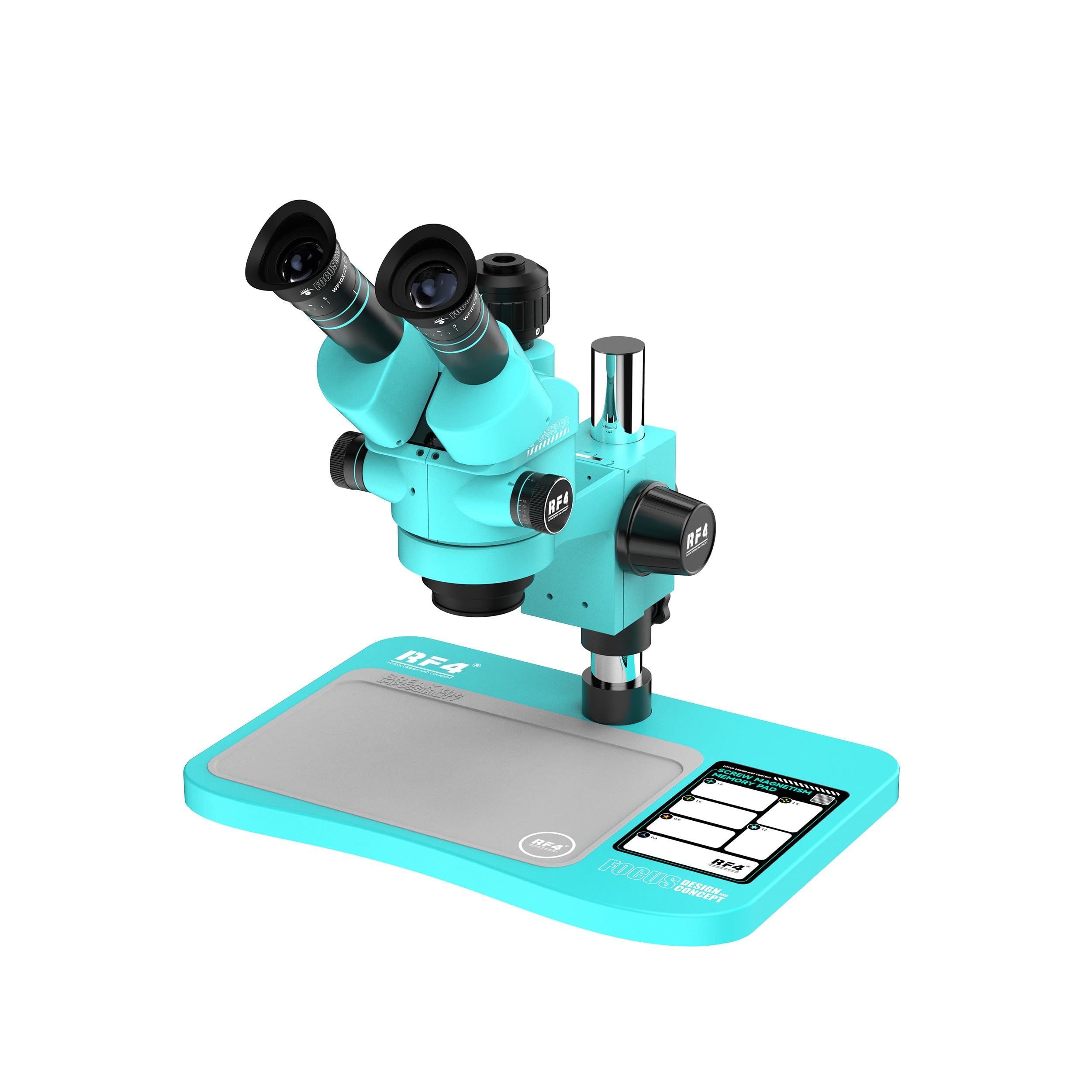 Microscopio stereoscopico trinoculare ultra HD 6558PRO con grande base, ingrandimento da 6.5X a 58X, per saldatura PCB e telefoni, microscopio a grande campo visivo (RF-6558PRO senza fotocamera)