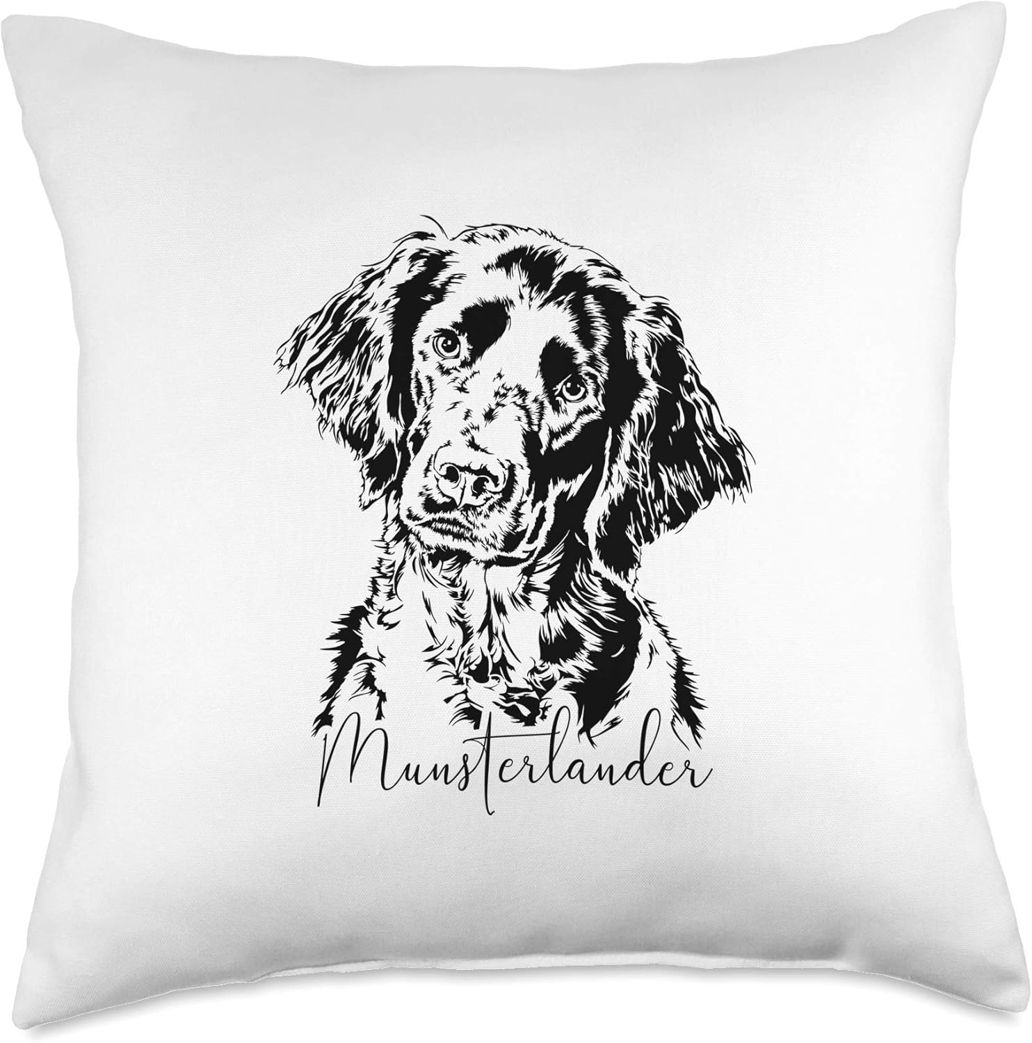 Funny Proud Munsterlander hunting dog portrait Throw Pillow