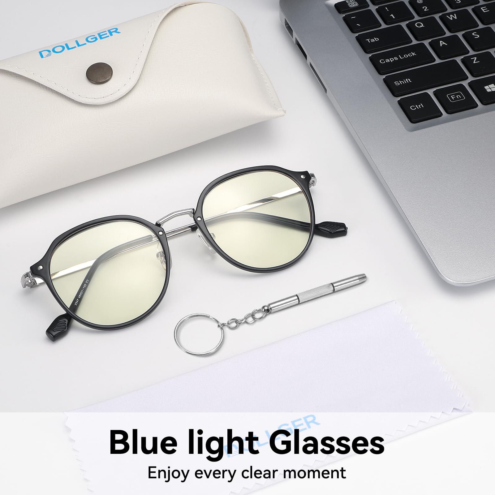 Dollger Blaulicht Brille Rund Retro Gaming Brille für Bildschirm & Nachtfahrten - Blaulichtfilter Brillen gegen Augenmüdigkeit, Schlafverbesserung, UV400 Schutz für empfindliche Augen