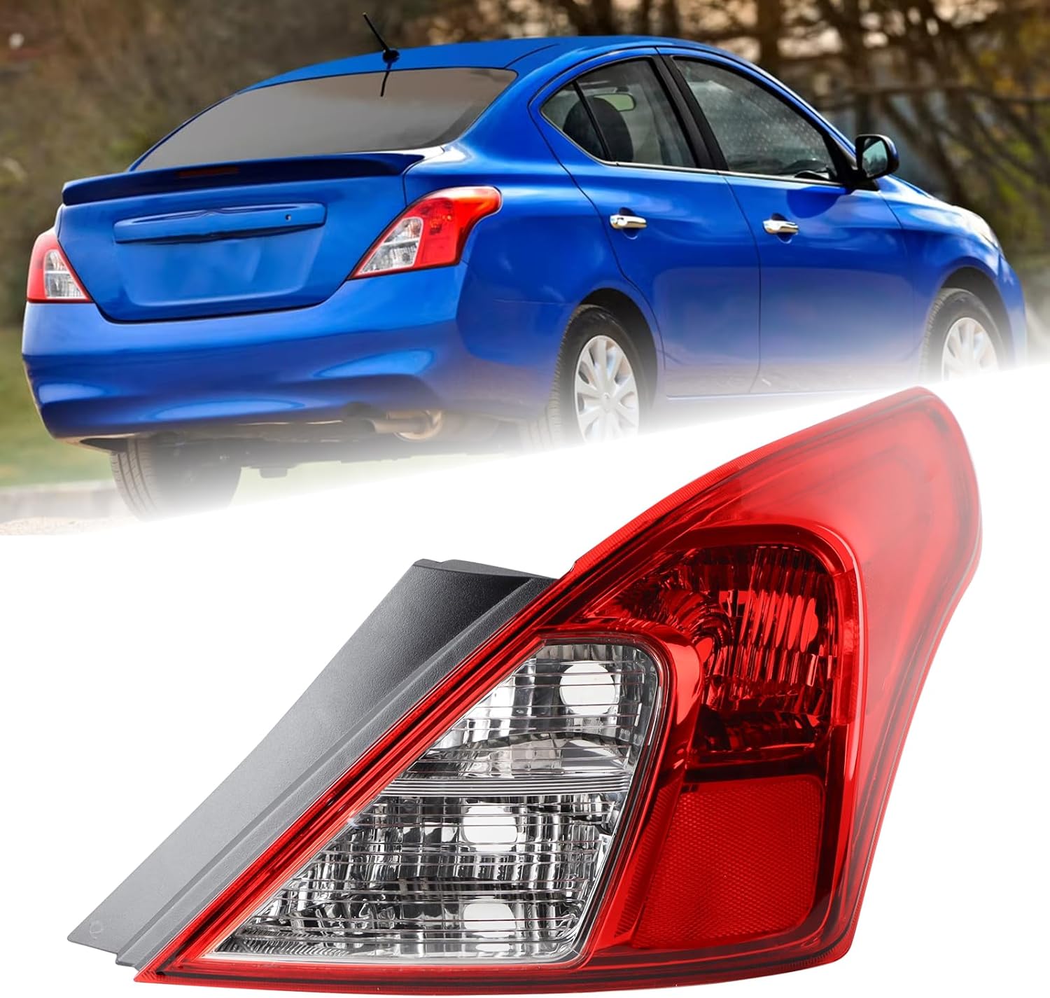 RH USA Type W/Side Light Tail Light Assembly Fit for 2012-2019 Nissan Versa Sedan Rear Lamp Right Passenger Side Rear Lights W/O Bulbs 265503AN0A NI2801194