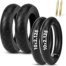 10x2.125 Scooter Tire & Tube Set EMERK 10 Inch Wear-Resistant Pneumatic Replacement Scooter Tires and Inner Tubes with 90 Bent Valve and 2 Tire Levers 2-Pack