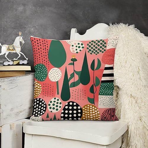 Fundas de almohada decorativas de color verde y naranja con formas geométricas decorativas para sala de estar y casa de campo, 22 x 22 pulgadas