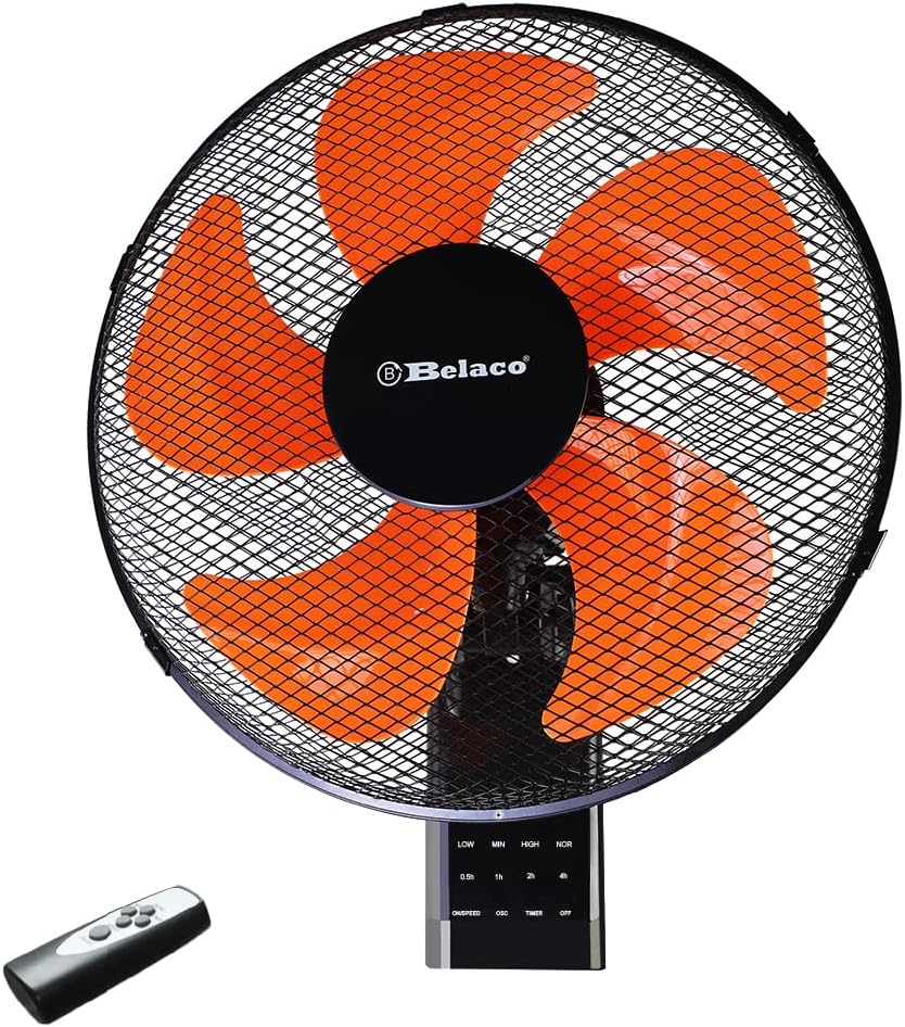 Belaco Wall Mounted Fan 16 Inch 2 Mode of Wind (Normal/Nature) Timer with Remote Control Oscillation Fan Tilt Head